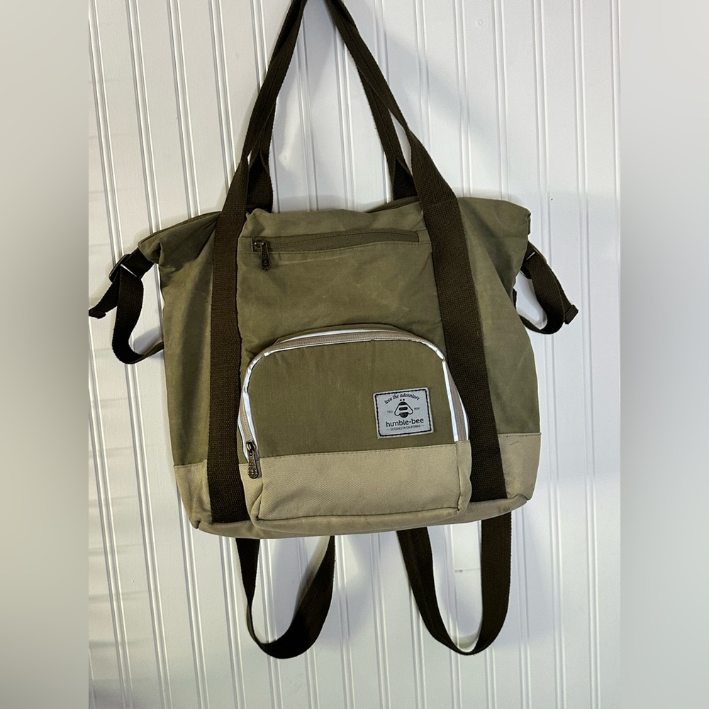 Humble Bee Green and Tan Baby Bag with Durable Design Back pack